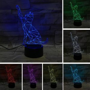 3D Cat Changeable Color LED Lamp